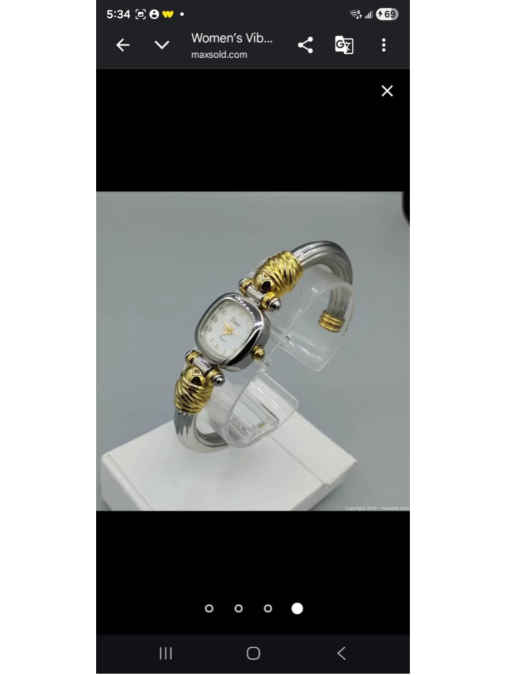 Ladies Vivani Stunning Paved Silver Gold Tone MoP Dial Cuff Bracelet Watch - Picture 4 of 6